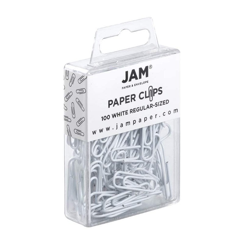 JAM Paper مشابك ورق ملونة من JAM - قياسية 1 بوصة - مشابك ورق بيضاء - 100/عبوة - Image 2